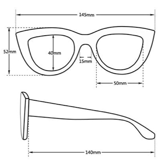 Matte black cat eye sunglasses - Picture 5 of 5